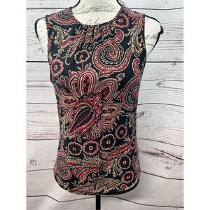 Chaps Paisley Print Sleeveless Mock Neck‎ Top Women's Size S